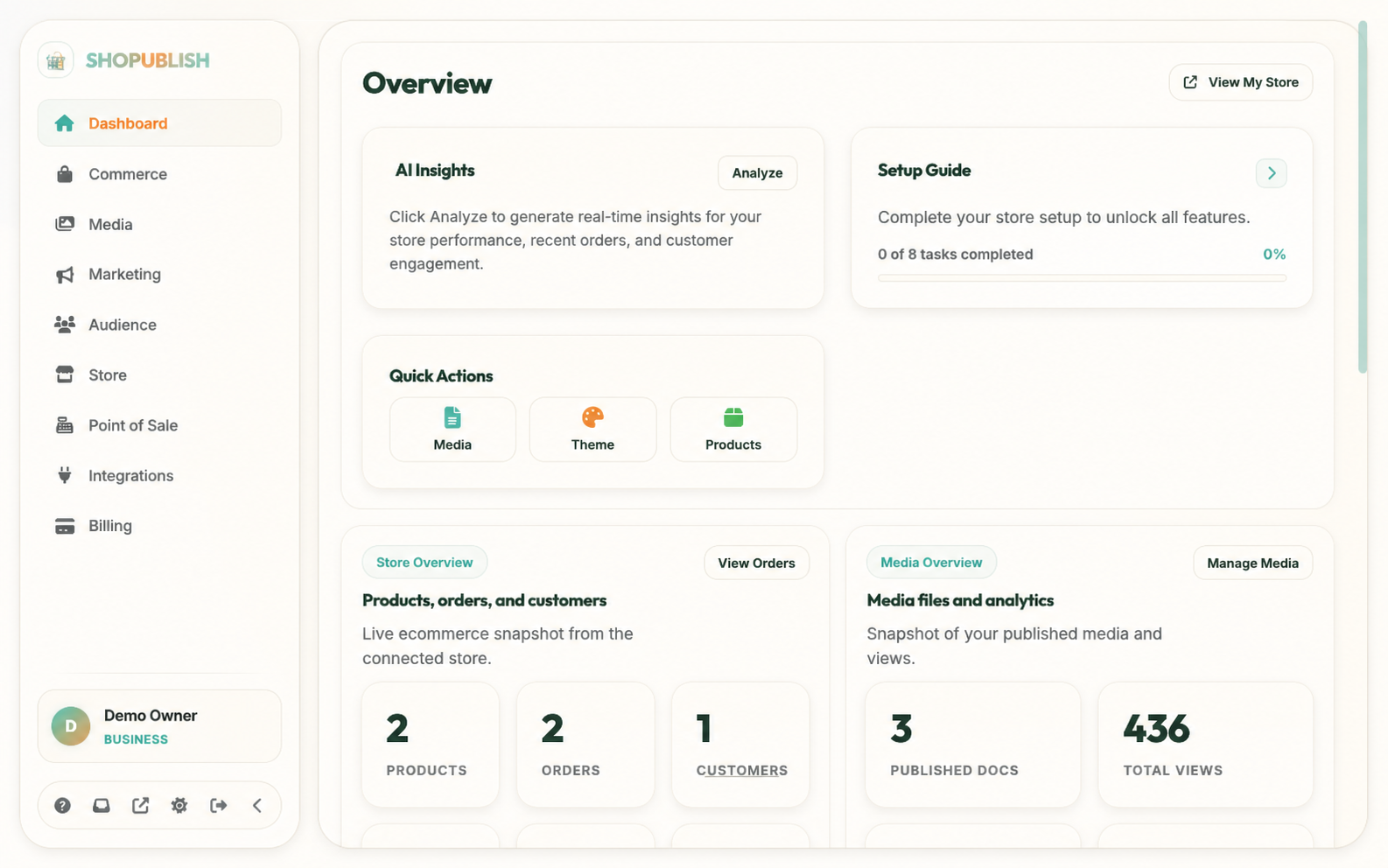 Dashboard in light theme